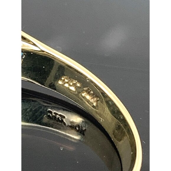 Blue Gemstone Diamond Cocktail Ring 10k Yellow Gold Estate Jewelry Womens Size 6 - Picture 11 of 14